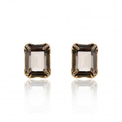 Brinco Claudia Arbex Blue Edition Ponteira Cristal Ouro Vintage