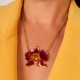 Colar Nadia Gimenes Orquídea Rosa Curto Dourado