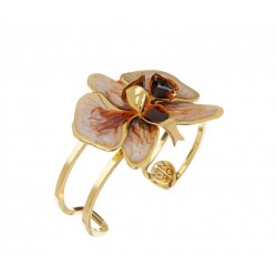 Pulseira Nádia Gimenes Orquídea Bracelete Esmaltado Dourado