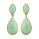Brinco Fane's Pedra Natural Amazonita Verde Dourado