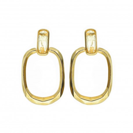 Brinco Fane's Pedra Natural Citrino Dourado