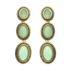 Brinco Fane's Pedra Natural Água Marinha Zirconias Dourado