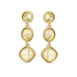 Brinco Fane's Jóias Contemporâneas Citrino Dourado 
