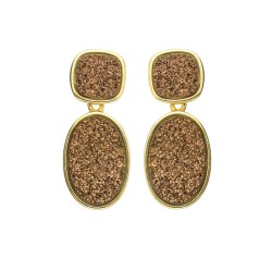 Brinco Fane's Pedra Drusa Bronze Metal Dourado