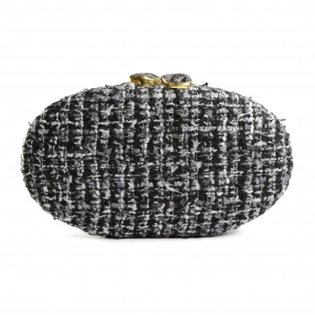 Bolsa Empório MP Clutch Tweed Preta e Branco