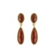 Brinco Fane's Pedra Natural Jaspe Vermelho Dourado