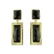 Brinco Fane's Pedra Natural Onix Zirconias Dourado 