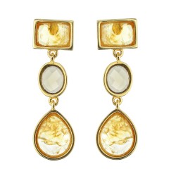 Brinco Fane's Pedras Naturais Citrino Dourado