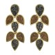 Brinco Fane's Pedra Drusa Negra Bronze Metal Dourado