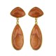 Brinco Fane's Pedra Natural Quartzo Goiaba Dourado