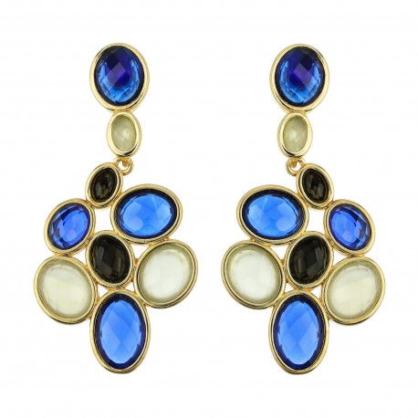 Brinco Fane's Pedras Naturais Mix Dourado