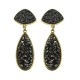 Brinco Fane's Pedra Drusa Negra Metal Dourado