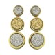 Brinco Fane's Pedra Drusa Ouro Platina Metal Dourado