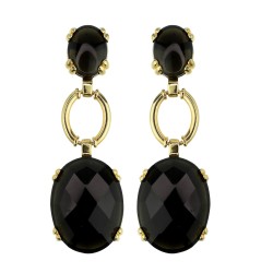 Brinco Fane's Pedra Natural Ônix Dourado