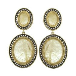 Brinco Fane's Pedras Naturais Quartzo Rutilado Dourado
