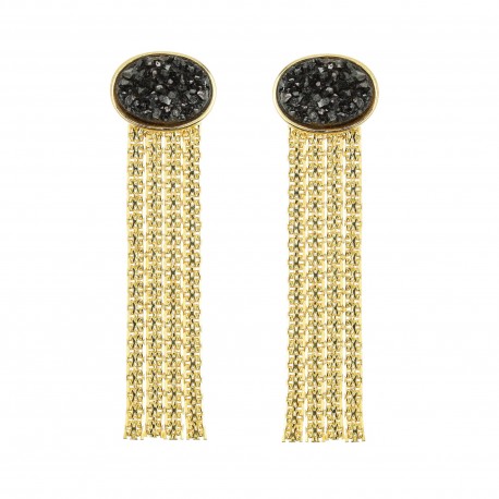Brinco Fane's Drusa Negra Dourado 