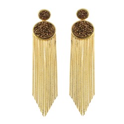 Brinco Fane's Pedra Drusa Bronze Metal Dourado