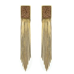 Brinco Fane's Pedra Drusa Bronze Metal Dourado