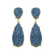 Brinco Fane's Pedra Drusa Azul Royal Metal Dourado