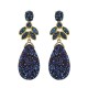 Brinco Fane's Pedra Drusa Azul Metal Dourado