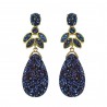 Brinco Fane's Pedra Drusa Azul Metal Dourado