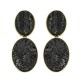 Brinco Fane's Pedra Drusa Negra Metal Dourado