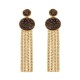 Brinco Fane's Pedra Drusa Bronze Metal Dourado 