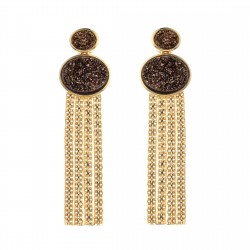 Brinco Fane's Pedra Drusa Bronze Metal Dourado