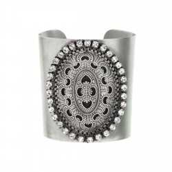 Bracelete Maria Chic Acessórios Mandala Prata Envelhecido