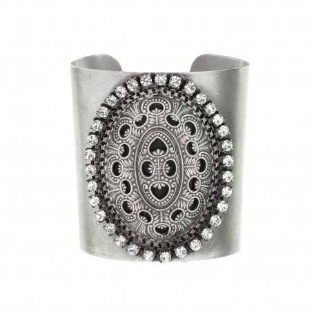 Bracelete Maria Chic Acessórios Mandala Prata Envelhecido