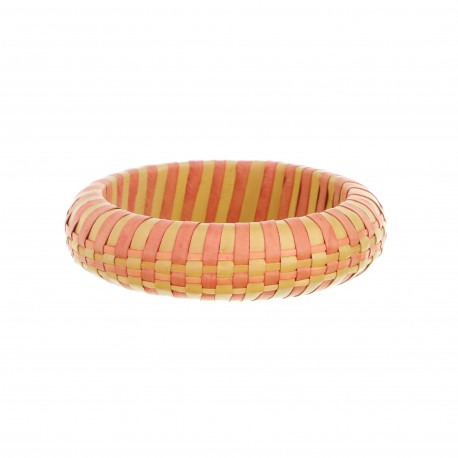 Pulseira Luiza Rogi Palha Natural Salmão e Marfim