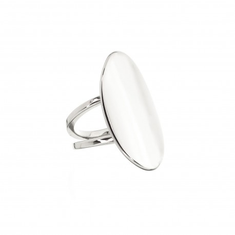Anel Class MC Metal Oval Liso Prata 