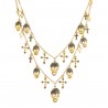 Colar S&B Acessorios Dark Multi Caveiras Cristais Ouro Velho