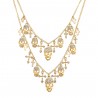 Colar S&B Acessorios Dark Multi Caveiras Cristais Ouro Velho