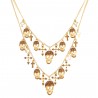 Colar S&B Acessorios Dark Multi Caveiras Cristais Ouro Velho