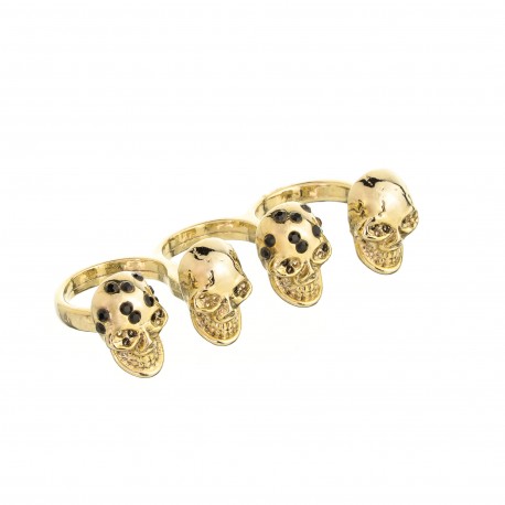 Anel S&B Acessórios Dark Caveira Triplo Metal Dourado