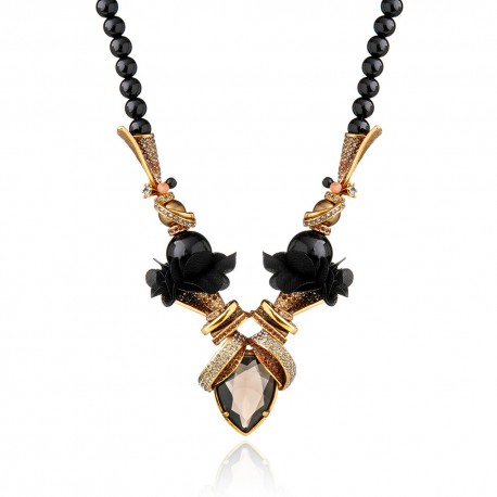 Colar Claudia Arbex Maria Murano Flor Curto Ouro Vintage