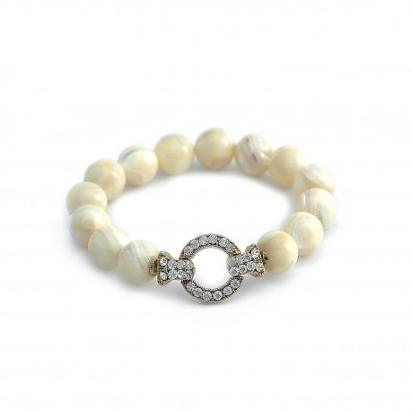 Pulseira Nino Bran Cora Madrepérola Natural Dourado