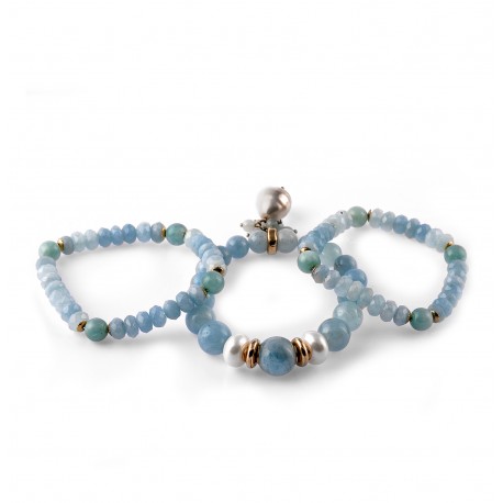 Pulseira Nino Bran Cora Kit Pedras Naturais Berloque Dourado