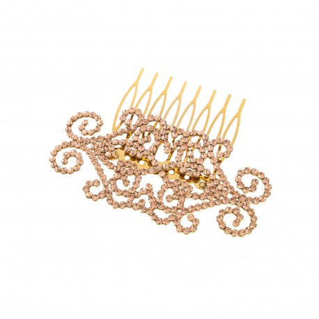 Presilha Pente Maria Chic Acessórios Curves Cristais Dourado