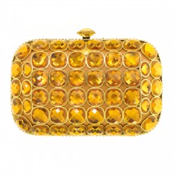 Bolsa Maria Chic Acessórios Mini Clutch Lily Maxi Cristal Dourada