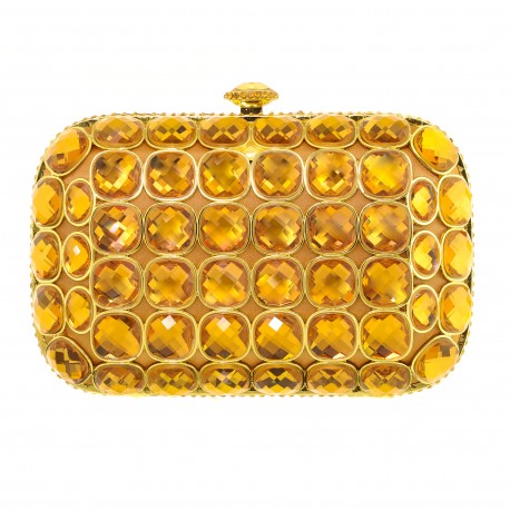 Bolsa Maria Chic Acessórios Mini Clutch Lily Maxi Cristal Dourada