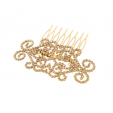 Presilha Pente Maria Chic Acessórios Curves Cristais Dourado