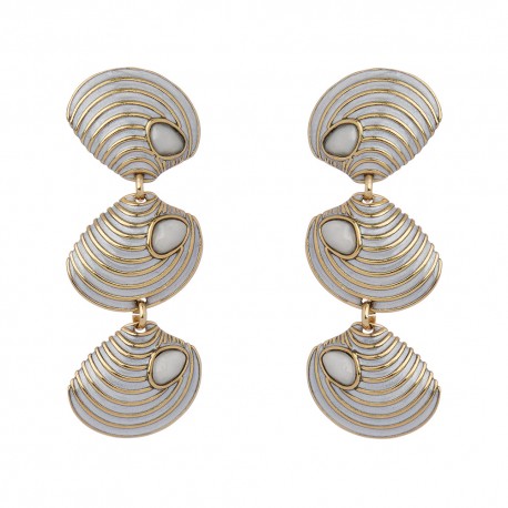 Brinco Nádia Gimenes Praia dos Espelhos Trio Esmaltados P Dourado