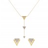 Conjunto LBF Semijóias Geométrico Longo Prata e Dourado