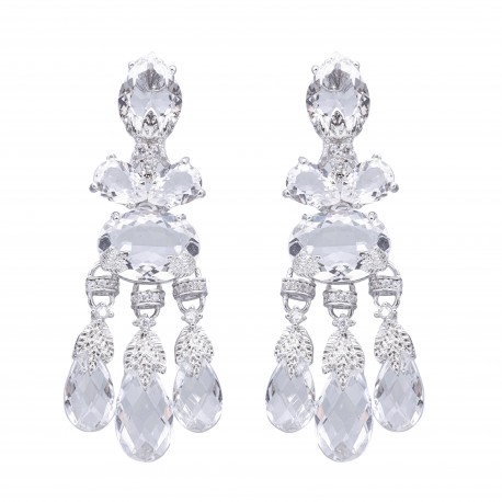 Brinco Claudia Arbex Fine Jewelry Pingentes Cristais Prata