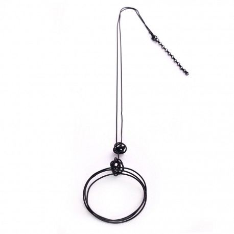 Colar Luiza Rogi Luce Longo Pingente Metal Preto