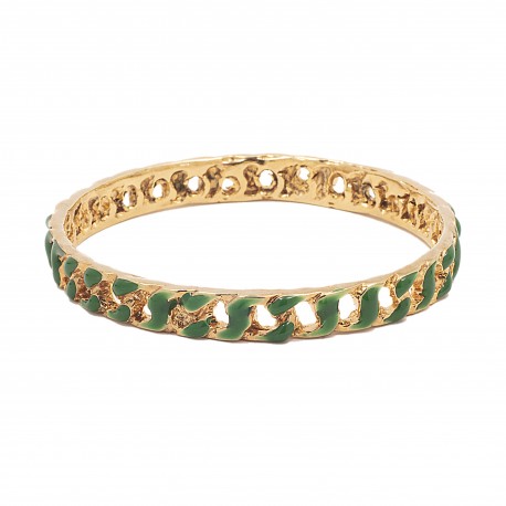 Pulseira Rosana Bernardes Corrente Fina Esmaltada Verde Dourada