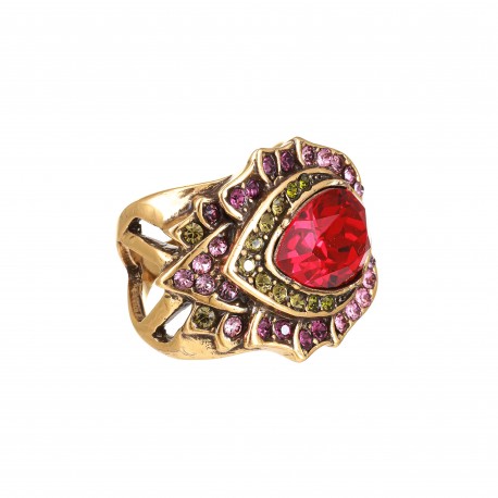 Anel Claudia Arbex Liz Cristais Ouro Vintage