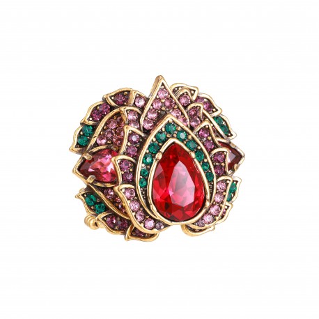 Anel Claudia Arbex Liz Cristais Ouro Vintage